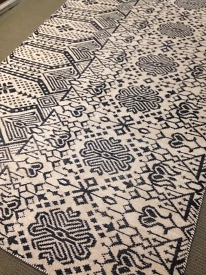 6' X 9' Moroccan Style Area Rug Hand Knotted soumak beige charcoal flat Woven . - Image 1 of 4