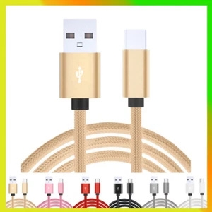 USB C charging cable nylon data cable LG Samsung Huawei Xiaomi Sony Oneplus Wiko - Picture 1 of 10