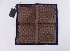 KITON Napoli hand made brown floral print silk pocket square authentic NWT - Picture 1 of 4