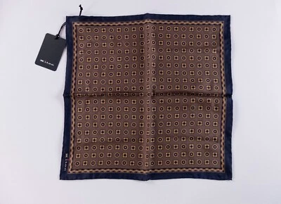KITON Napoli hand made brown floral print silk pocket square authentic NWT - Image 1 of 4