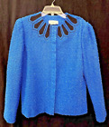 Leslie Fay Petites Blue & Black Suit Top/Blouse VTG 80’s Size 10 W/matching Belt