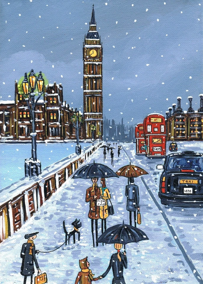 Impresión A4 Nuevo Londres nevado y fichas por el artista del sur de Londres Dan Foto 1 de 1