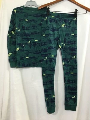 New Carter's Boys Cars Pajama set 2 pc Green Snug Fit long sleeve Glow U pick - Image 1 of 4