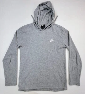 Nike Hoodie Herren M grau bestickt Sweatshirt leichte Baumwolle Athleisure - Bild 1 von 9