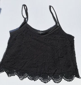 Ambiance Damen Größe Small Spitzentop Sommer Trägertop Träger schwarz bauchfreies Oberteil ohne Ärmel - Bild 1 von 6