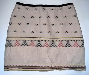 Madewell Women’s Skirt Size 2 Jacquard Geometric Embroidered Beige Black - Picture 1 of 9