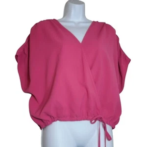Dreimp Faux Wickeltop, Damen L, Hot Pink, Dolmanärmel, elastische Taille, 90er, gebraucht, in einwandfreiem Zustand - Bild 1 von 10
