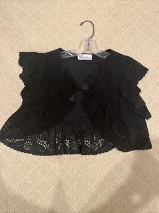 EUC RED Valentino Suede Black Shrug With Floral Cutout Sz 38 - Picture 1 of 4