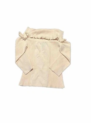 Bebe Off Shoulder Sweater Jumper Rib Top Long Sleeves - Image 1 of 4