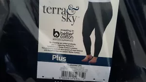 Terra & Sky Women's High Waist Plus Size 4X Black/Green Leggings Pack Of 2 NIP - Picture 1 of 7