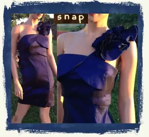 Vtg Y2K Dk Purple Ruffled One Shoulder Stretch Mini Formal Occasion Dress~Jrs 7 - Picture 1 of 10