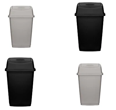 Plastic Swing Top Bin Waste 25L 50L Rubbish Dust Home Kitchen Office Paper Bins  - Image 1 of 3