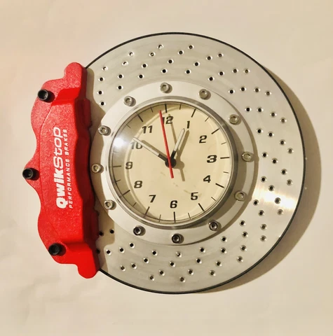 QwikStop Performance Disc Brake Caliper Wall Clock Red Rotor Auto Art Cover