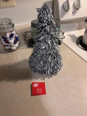 Primitive Farmhouse Country Rag Plaid Look 10" Christmas Tree Decoration - Image 1 of 3