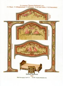 1:24 scale Natasha Beshenkovsky Mini Decoupage ROCOCO BED Lovely! Half Scale - Imagen 1 de 10