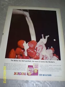 1962 Vintage AD Borden's Milk Half & Half Strawberries - Bild 1 von 1