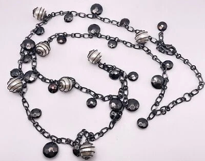 Collar largo de cadena negra Premier Designs perlas enjauladas funky moderno  Foto 1 de 4
