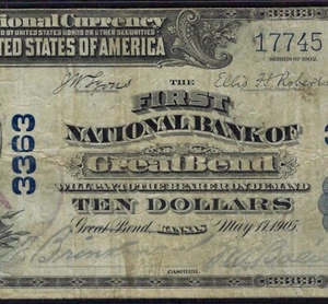 🇺🇸 KS 1902 $10 ♚♚GREAT BEND, KANSAS♚♚ PCGS CH FINE 15 - Picture 1 of 3