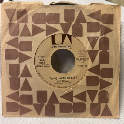 Paul Anka Record 45 Papa  / (You're) Having My Baby UA Records - Image 1 of 4