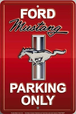 HangTime Ford Mustang Parking Only Sign Race Red