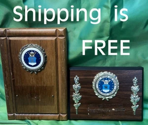 USAF ~ United States Air Force Recruiting Service Emblems & Wood Plaque  9" & 7" - Picture 1 of 6
