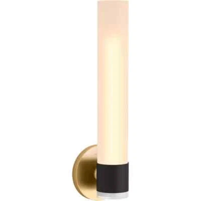 Kohler Purist 1 Light Tube Black with Brass Trim Indoor Bathroom Wall Sconce - Image 1 of 3