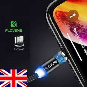 360 Degree USB C Magnetic LED Charging Type C Cable For Samsung S8 S9 S10 Plus +