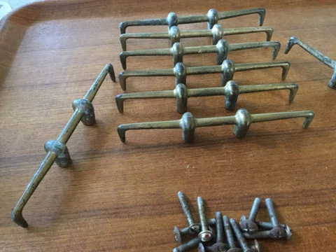 Vintage Dixie Furniture, Salvaged Brass Restoration Hardware Cover