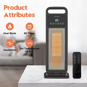 Electric Ceramic Heaters Fan Portable Oscillating Remote Control Timer 2000W - Picture 1 of 7