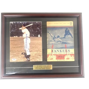 Joe DiMaggio signed 16x20 framed photo display With 1944 Yankees Program PSA DNA - Picture 1 of 7