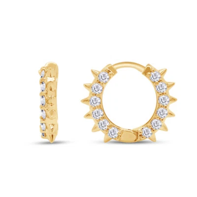 1/2 克拉实验室种植钻石 Huggie 环状耳环 12.00 毫米 14K 纯金 — 第 1/4 张图片