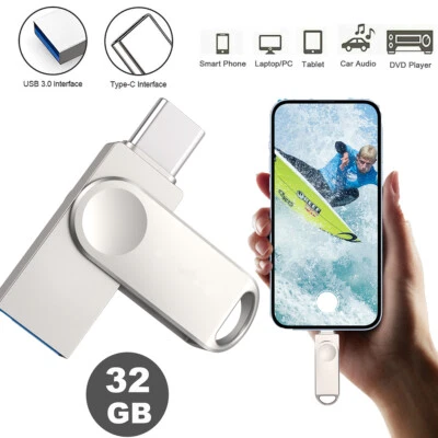 32GB Flash Drive 2 in 1 OTG USB 3.0 + USB C Memory Stick for Android Smartphone - Image 1 of 4