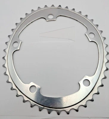 SR SAKAE 42 TOOTH 42T CHAINRING 130MM BCD SILVER 5-ARM ALUMINUM OVAL-TECH "250" - Image 1 of 4