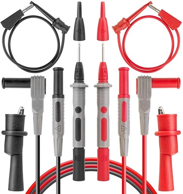 Messleitungsset: Krokodilklemmen, Mini-Haken, Prüfspitzen & Verlängerungskabel - Bild 1 von 4
