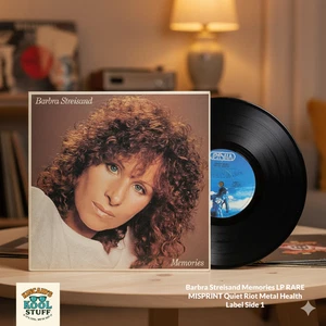 Barbra Streisand Memories LP RARE MISPRINT Quiet Riot Metal Health Label Side 1 - Picture 1 of 11