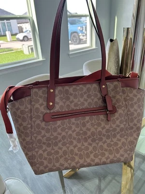 Signature Coach Tote With Leather Trim And Shoulder Strap in Great Condition - Image 1 of 4