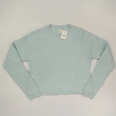 Suéter de cuello redondo acanalado talla XL (12-14) azul pastel mezcla de lana CD755 Foto 1 de 4