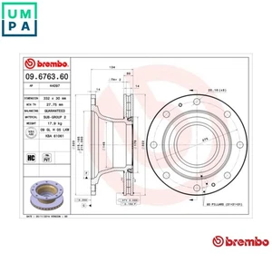 2x BRAKE DISC 09.6763.60 FOR IVECO F4AE3481B/F4AE0481A 3.9L 4cyl EUROCARGO I-III - Picture 1 of 10