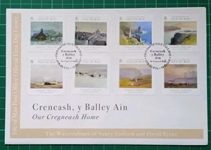 ISLE OF MAN 2022 CRENEASH HOME - WATERCOLOURS CORKISH & BYRNE SET OF 8 ON FDC - Picture 1 of 2
