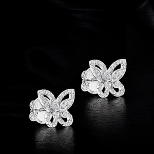 950 Platinum Women Earring Studs  Round Lab Grown 1 Carat Diamond - Picture 1 of 10