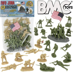 BMC WW2 Iwo Jima Plastic Army Men - 32 figuras de soldados estadounidenses y japoneses - Imagen 1 de 9