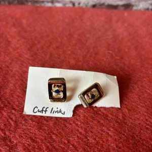 Vintage Masonic Mason Cufflinks Gold Tone Enamel Anson Bullet Back - Picture 1 of 4