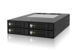 ICY DOCK Wechselrahmen für 4X 2,5 Zoll (6,4cm) SATA/SAS SSD/HDD in 1x 5,25 Zoll - Photo 1/8