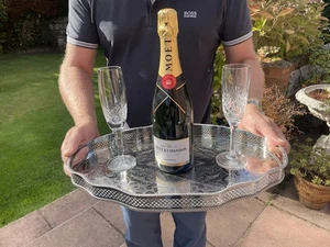 Silver Plated on Copper Sheffield Gallery Tray 18" Pristine Condition - Picture 1 of 12