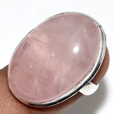 Розовый кварц 925 серебро покрытием драгоценных камней ручной работы кольцо США 5,5 удивительный подарок JW - Изображение 1 из 3