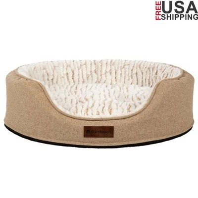 Cómoda cama tumbona ovalada de espuma para mascotas pequeñas con almohada reversible para dormir nueva Foto 1 de 4