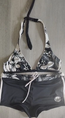 Hunkemöller Neckholder Triangel Bikini schwarz weiß floral Blumen 40 L neuwertig - Bild 1 von 3