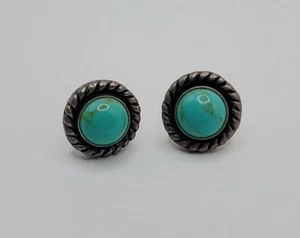 Sterling Silver Native American Small Turquoise Stud Earrings(2.43g) - Picture 1 of 4