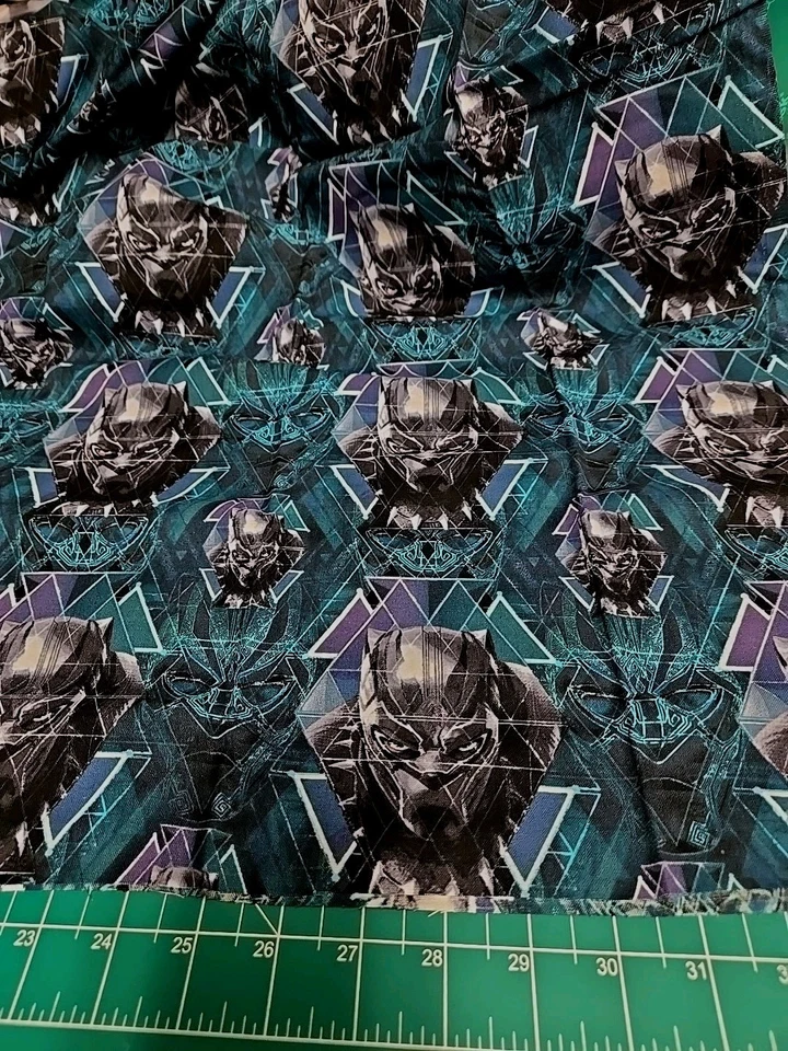 Marvel Black Panther Fabric  by the Pre Cut Yard 36x43" Waconda Teal Black New - Image 1 of 4