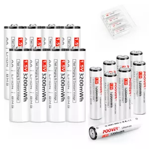 Lithium-ion AA AAA Batteries 3200/1200mWh Rechargeable LR6 Li-ion Battery 1.5V - Picture 1 of 20